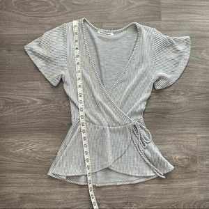 Grey - White Striped Peplum Top
